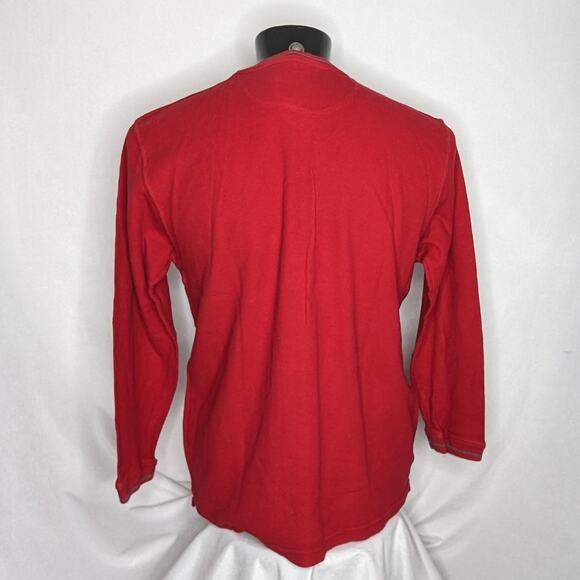Chaps V-Neck Sweater Men's Large Red Thermal Waffle Knit Pullover Classic - Picture 3 of 4